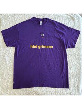 NEW McDonald's HBD Grimace Birthday T Shirt Size CL Purple Employee Wear